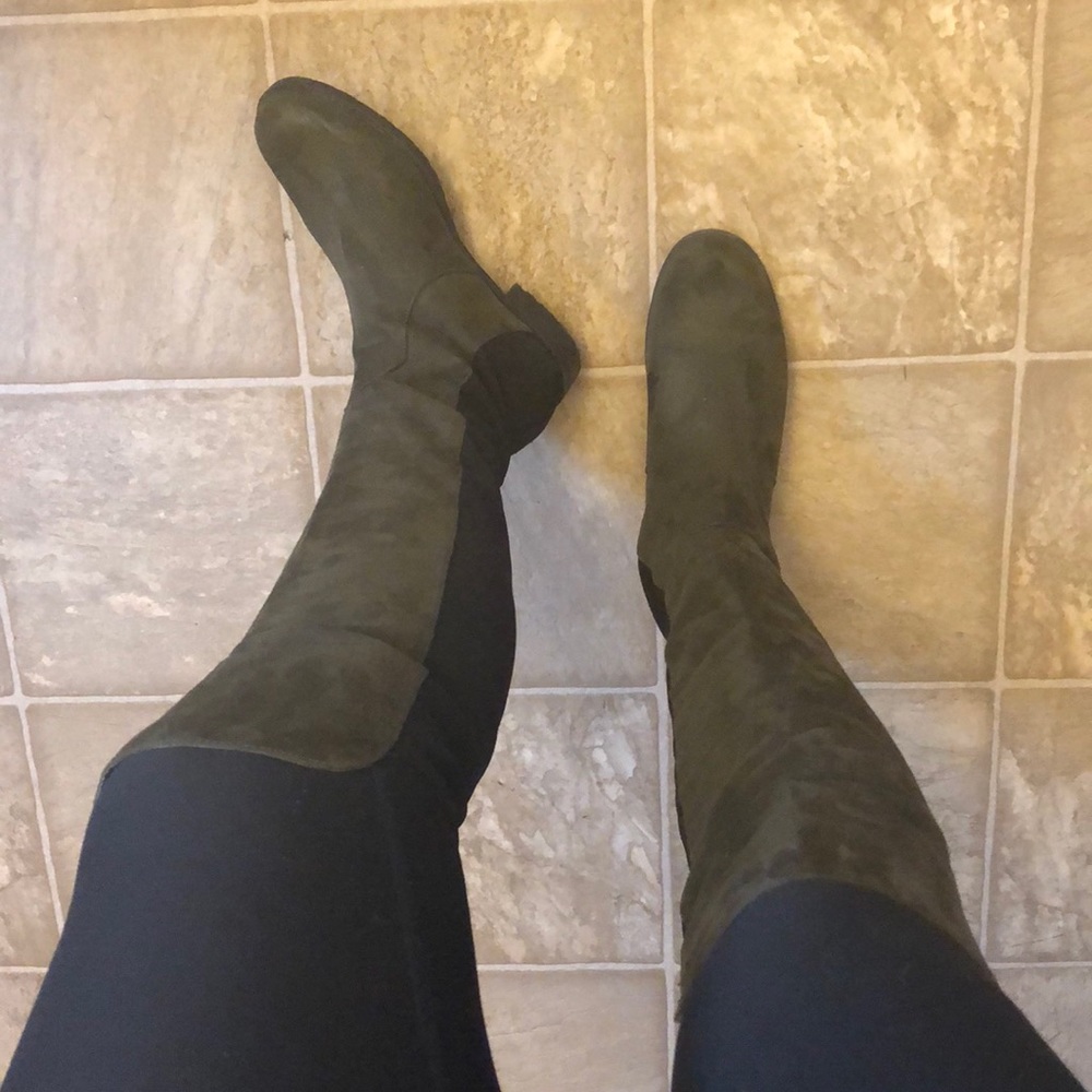 Unisa Knee high Green/black boots